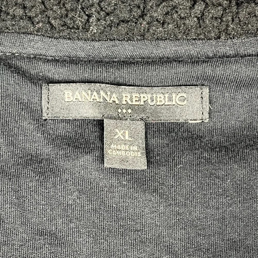 Banana Republic Jacket Mens XL Black Sherpa Fleece Full Zip Chest Pocket Cozy